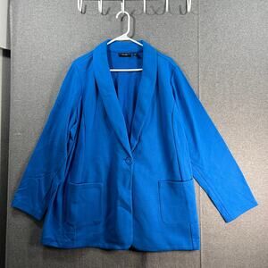 Susan Graver Weekend Regular Marina Knit Blazer Blue Brigade, Size 3X